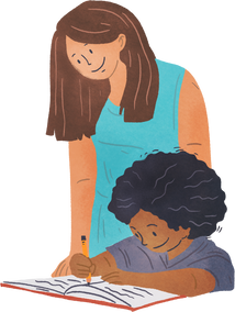 Textured Organic Mother Helping with Homework